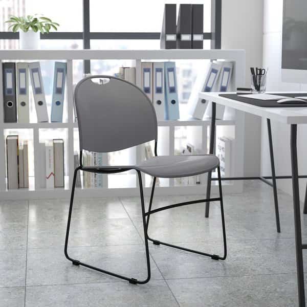 Gray Stack Chair-Black Frame, PK5