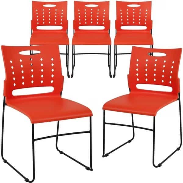 Orange Plastic Stack Chair, PK5