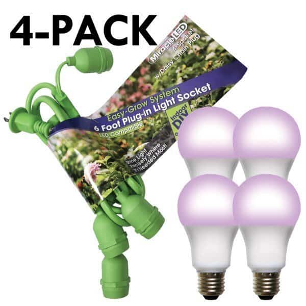 Grow System 4 Socket & LED Red & Blue Spectrum Grow Light Kit 20 Pcs Kit, PK4