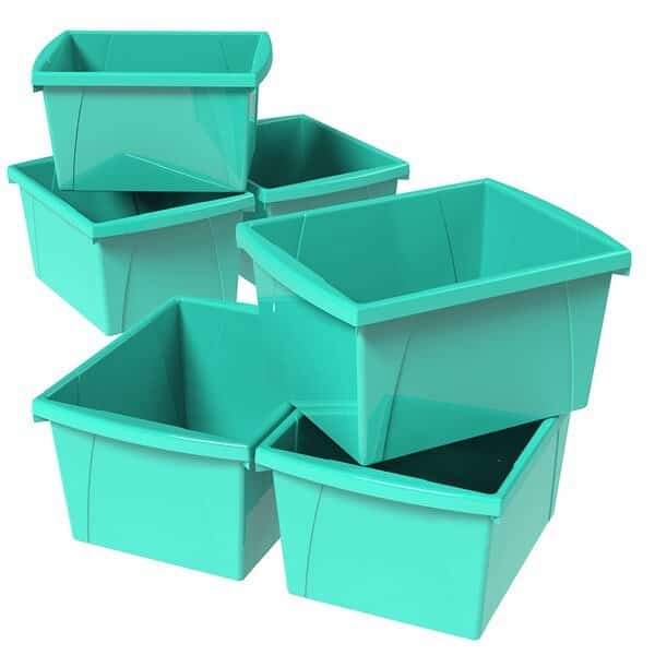 Storage Bin, Teal, 6 PK