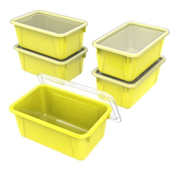 Cubby Storage Bin, Yellow, 5 PK