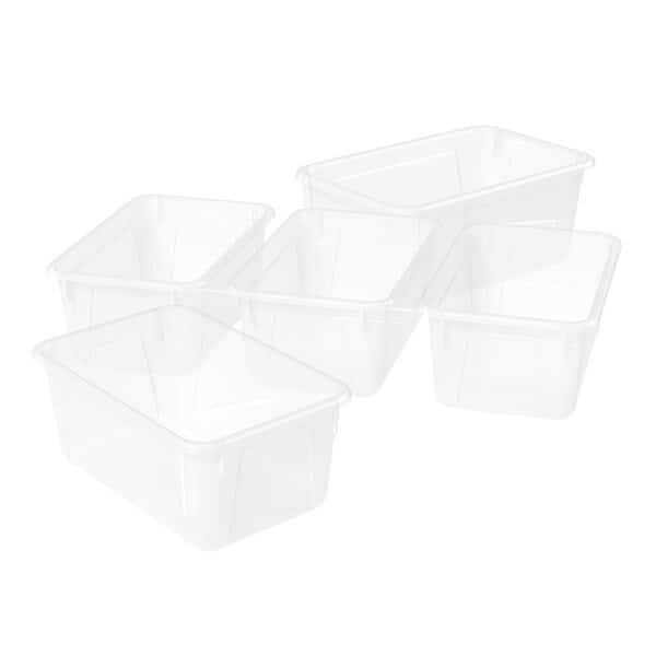 Cubby Storage Bin, Translucent, 5.1 in H, 7.8 in W, 12.2 in L, 5 PK
