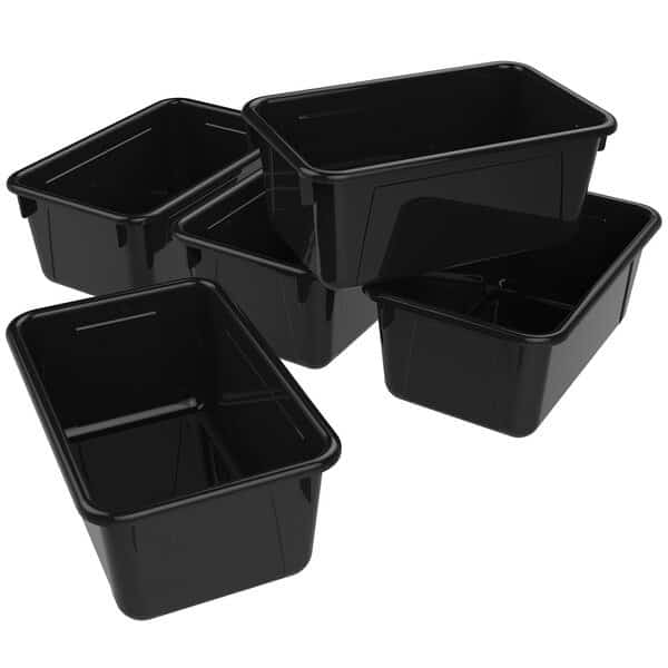 Cubby Storage Bin, Black, 5 PK