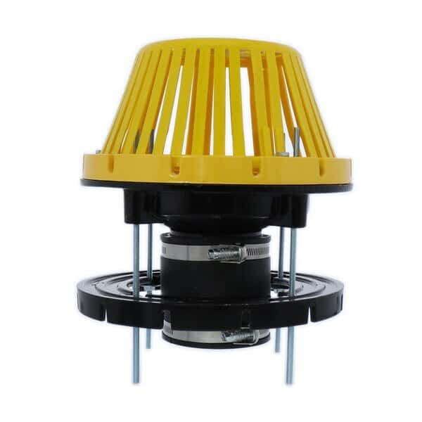 Cast Iron Roof Drain With Plastic Dome, Fits 4" Pipe