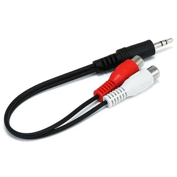 Stereo Plug/2 Rca Jack Cable, Black, 6"