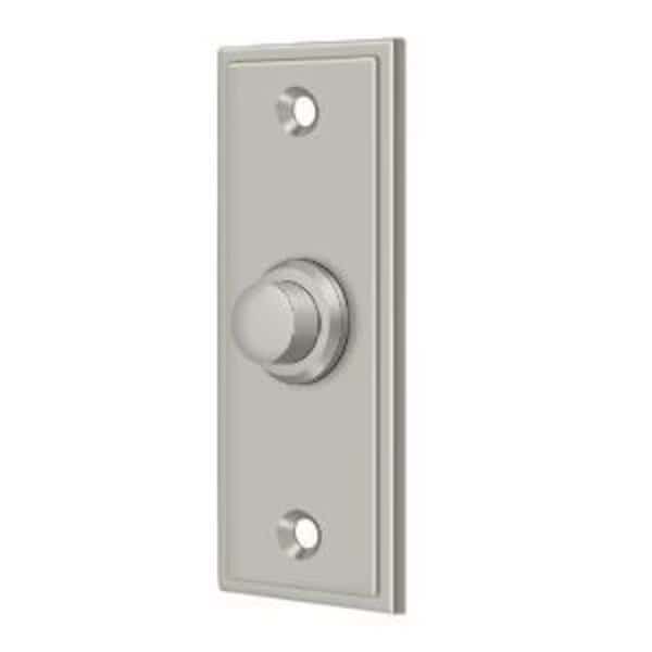 Bell Button, Rectangular Contemporary Satin Nickel