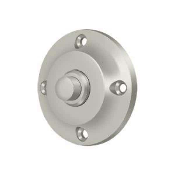 Bell Button, Round Contemporary Satin Nickel