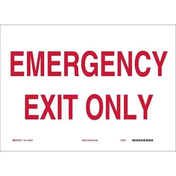 Fire Exit Sign, 10" Height, 14" Width, Plastic, Rectangle, English