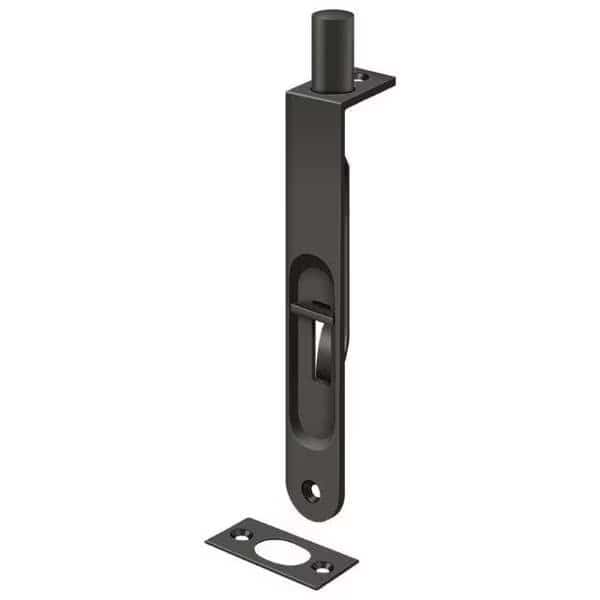 Flush Bolt,Heavy Duty Round Oil Rubbed, Mfr#: 6FBR10B, DELTANA