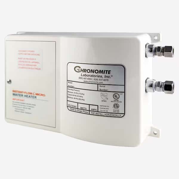 Electric Tankless Water Heater, Wall Mount, 3,600 W, 1.5 gpm Max. Flow Rate, 120V AC, 30 A, CHRONOMITE LABS, Mfr# SR-30L/120 HTR-I