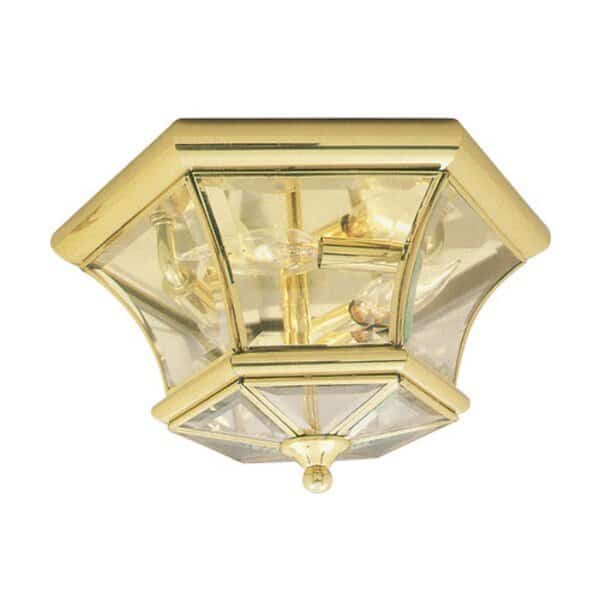 Monterey/Georgetown 3 Light Polished Brass Outdoor Ceiling Mount