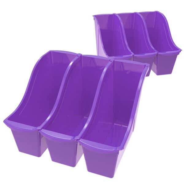 Book Storage Bin, Purple, 6 PK