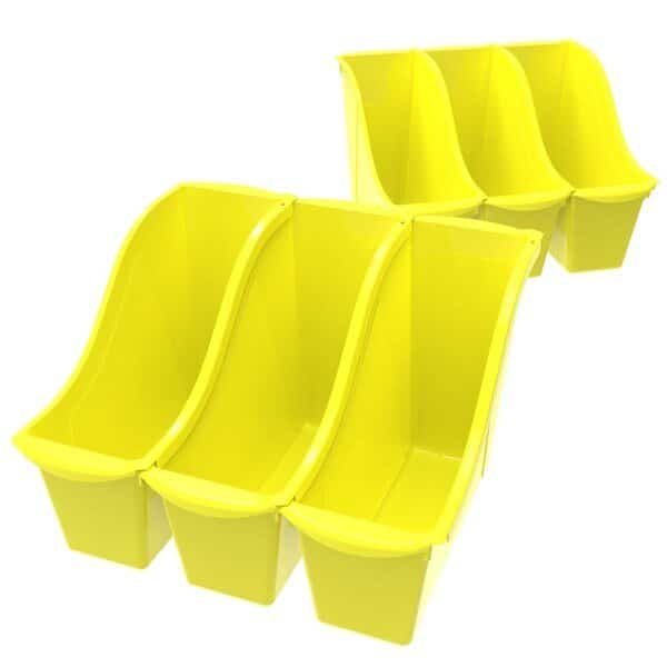 Book Storage Bin, Yellow, 6 PK