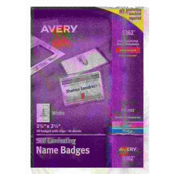 Self-Laminating Name Badges, 2-1/4, PK30