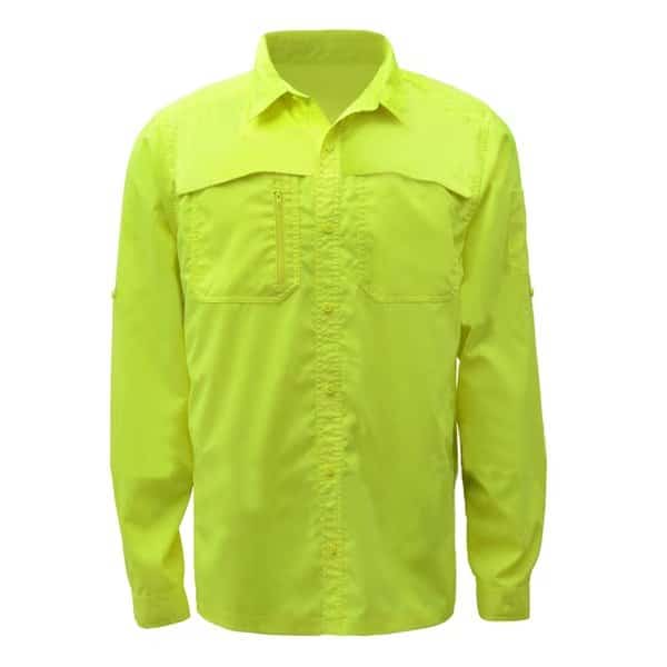 Hi-Vis Long Sleeve Safety Shirt, 100% Polyester Birdseye, Lime, 5XL