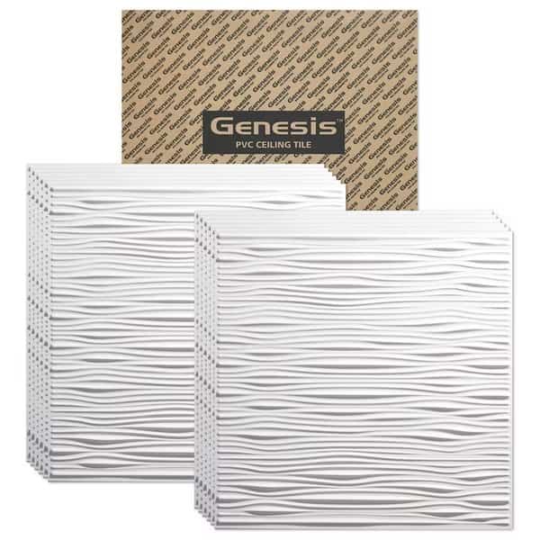 Drifts Ceiling Tile, 24 in W x 24 in L, 12 PK