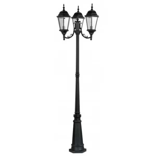 Textured Black Outdoor Post Light, 3 Ligh