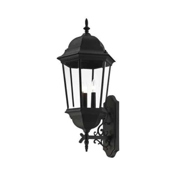 Textured Black OutdoorWall Lantern, 3 Lig