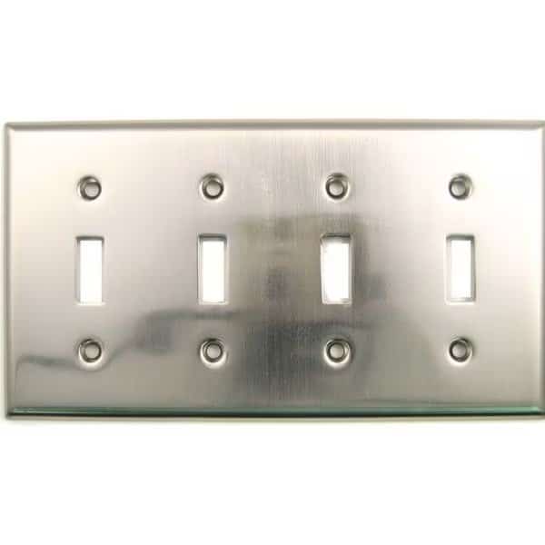 Quadruple Toggle Switch Plate Satin Nick, Number of Gangs: 4 Satin Nickel Finish, RUSTICWARE, Mfr# 790SN