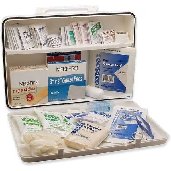 Person 50, First Aid Plstc Kit, Wht 21 Pcs, Plastic, 13 11/16" L, White