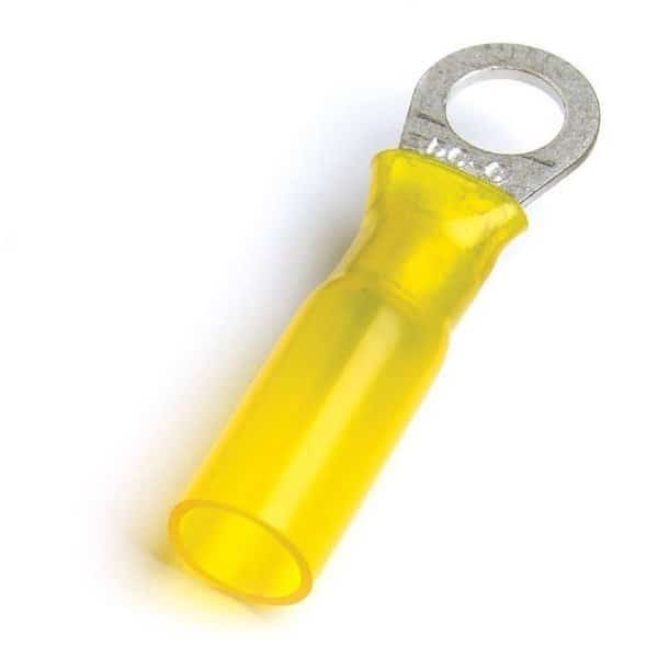 12-10 AWG Heat Shrink Ring Terminal 3/8" Stud PK, Connection Material: Tin-Plated Copper