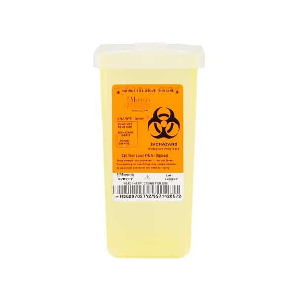 Sharps Container,1 qt.,Yellow,PK72, Mfr#: 8702TY, MEDEGEN MEDICAL PRODUCTS