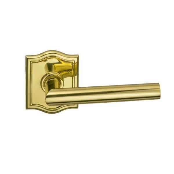 Lever Arched Rose Pass Lever 2-3/4" BS T Strike Bright Brass 912
