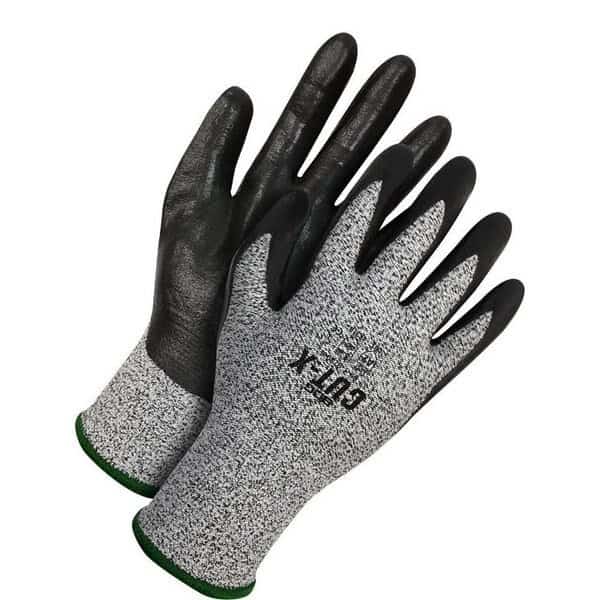 Cut Resistant Coated Gloves, Foam Nitrile, Smooth, Palm, Not Rated Abrasion Level, Black/Gray, , 2XL