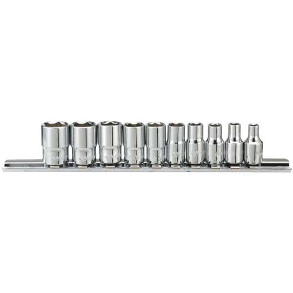 Socket Set, 1/4 Drive, SAE, 10 Piece