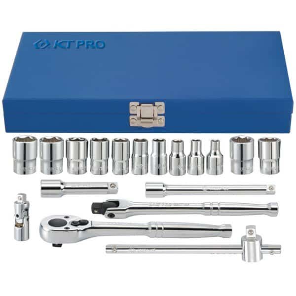 Socket Set, 1/4 Drive, Metric, 18 Piece