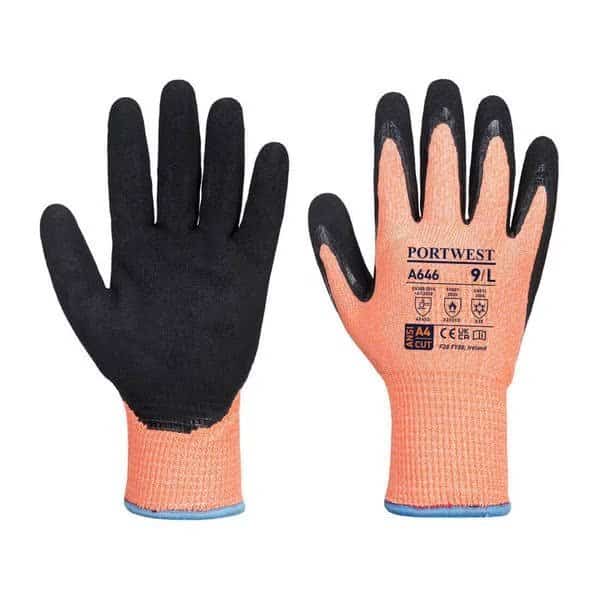 Vis-Tex HR Cut Winter Glove, XXXL, 7 ga Acrylic Lining, Orange/Black, 3XL