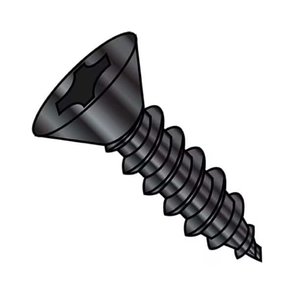 Concrete Screw, #4-24 Dia., Flat, 5/8 in L, Steel Black Oxide, 10000 PK