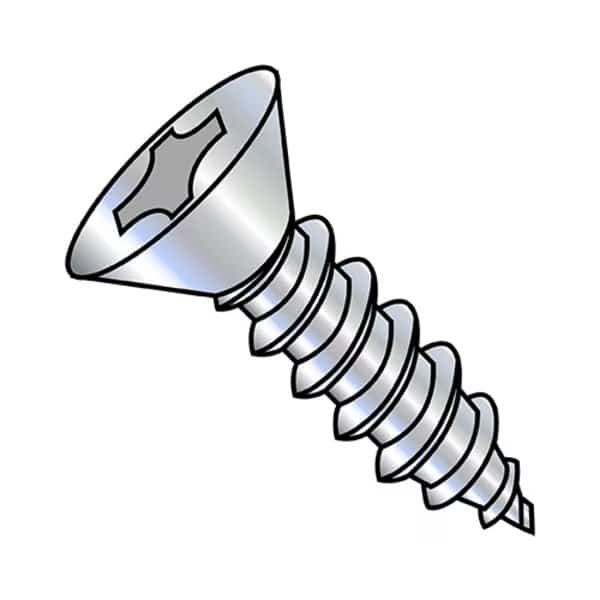 Concrete Screw, #10-16 Dia., Flat, 1 3/4 in L, Steel Zinc Plated, 2500 PK