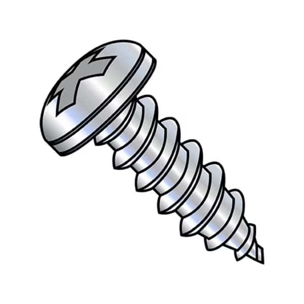 Concrete Screw, #7-19 Dia., Pan, 1 in L, Steel Zinc Plated, 7000 PK