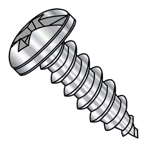 Thread Forming Screw, #10-12 x 1-1/4 in, Plain 18-8 Stainless Steel Pan Head 1500 PK