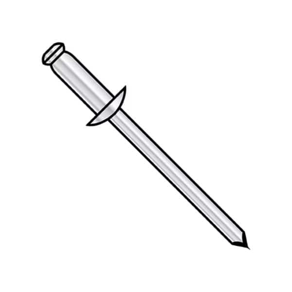 Blind Rivet, Dome Head, 1/8 in Dia., 0.40 in L, Aluminum Body, 10000 PK