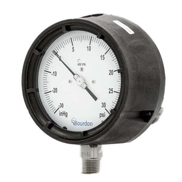 Process Gauge, 30/0/30 psi, 1/2" NPT