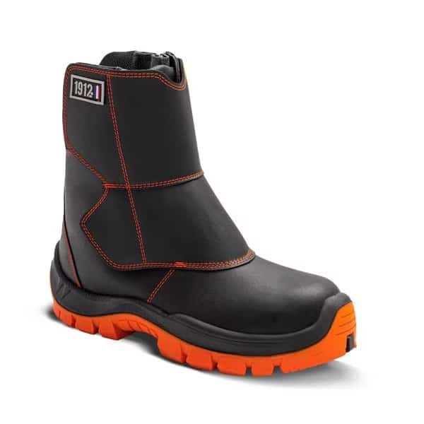 Men's Safety Shoe, 12 Leather, 9 in H, Black