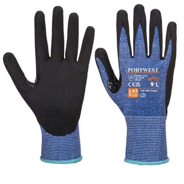 Dexti Cut Ultra Glove, S, A3 Cut Level, Blue/Black, Small