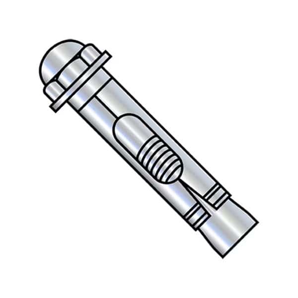 Sleeve Anchor, 1/4" Dia., 1-3/8" L, Steel Zinc Plated, 100 PK