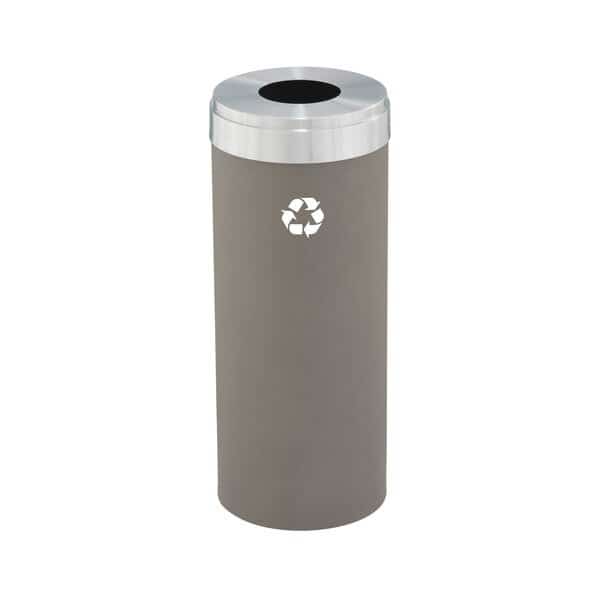 12 gal Round Recycling Bin, Nickel/Satin Aluminum