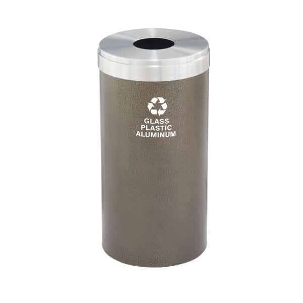 23 gal Round Recycling Bin, Bronze Vein/Satin Aluminum
