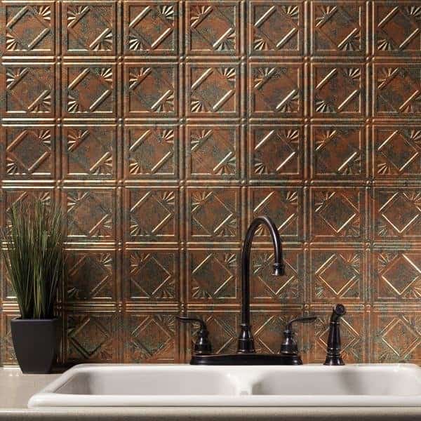 Fasade 18in x 24in Traditional 4 Copper Fantasy Backsplash Panel 5pk