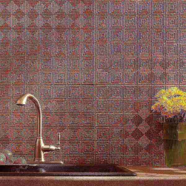 Fasade 18in x 24in Miniquattro Copper Fantasy Backsplash Panel 5pk