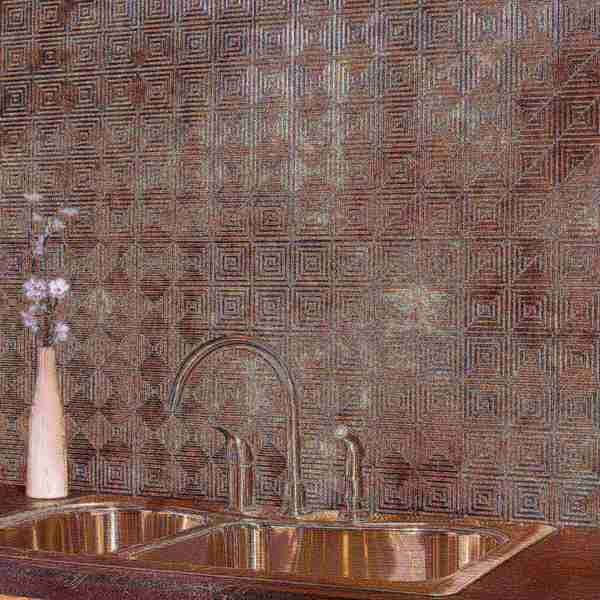 Fasade 18in x 24in Miniquattro Bermuda Bronze Backsplash Panel 5pk