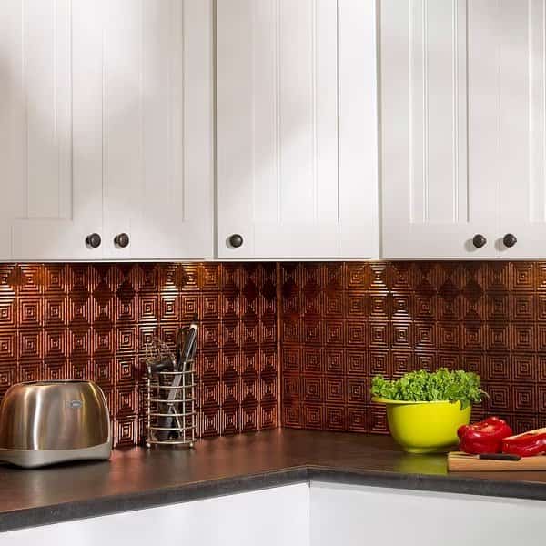 Fasade 18in x 24in Miniquattro Moonstone Copper Backsplash Panel 5pk