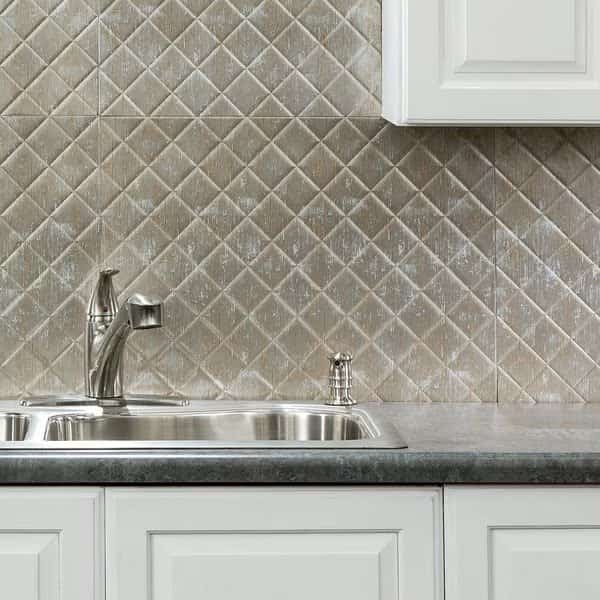 Fasade 18in x 24in Quilted Vintage Metal Backsplash Panel 5pk
