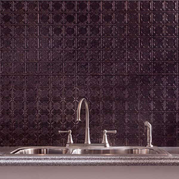 Fasade 18in x 24in Traditional 6 Smoked Pewter Backsplash Panel 5pk