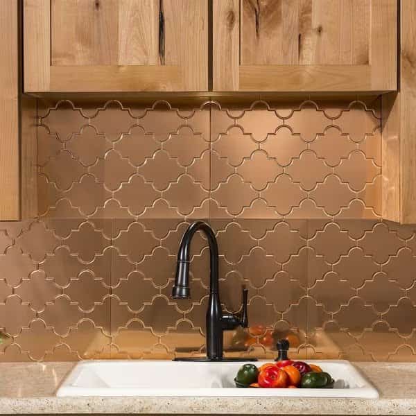Fasade 18in x 24in Monaco Polished Copper Backsplash Panel 5pk