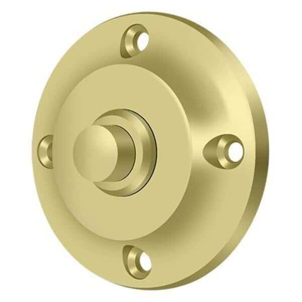 Bell Button, Round Contemporary Bright Brass